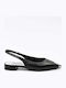 Leather Pointy Slingback Ballerinas Black