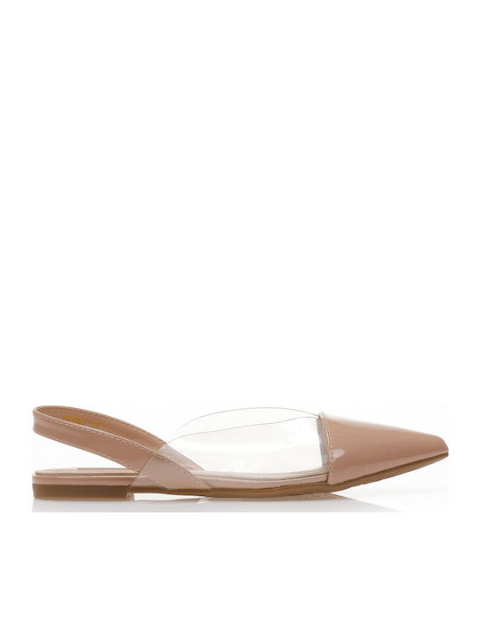 Γυναικείες Μπαλαρίνες Slingback από Λουστρίνι σε Ροζ Χρώμα