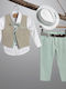 Costum de Botez pentru Băiat Mentă-Alb-Bej 2907-1 New Life Nl-2907-1