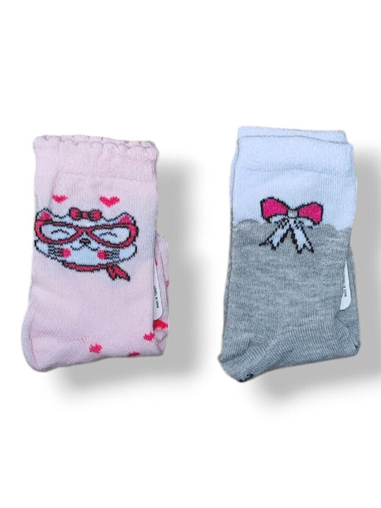 Babydom Șosete pentru Copii Gray, White, Powder, Fuchsia 2 Perechi