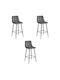 Табуретка Бар с гръбнак Облечено с кадифе Arceto Dark Gray 3бр 46x73x62бр