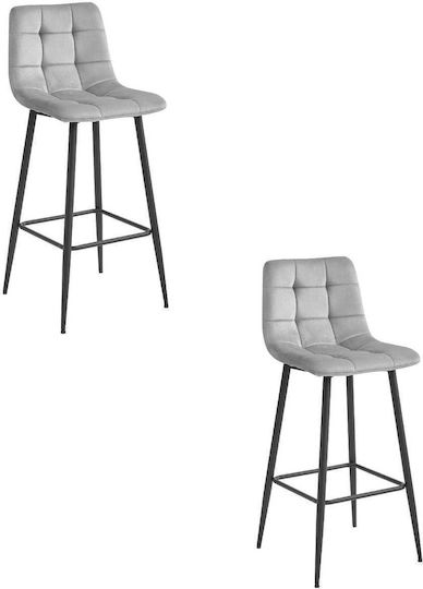 Scaune Bar cu spătar Tapițat cu Catifea Arceto Silver-gray 2buc 55x60x60buc