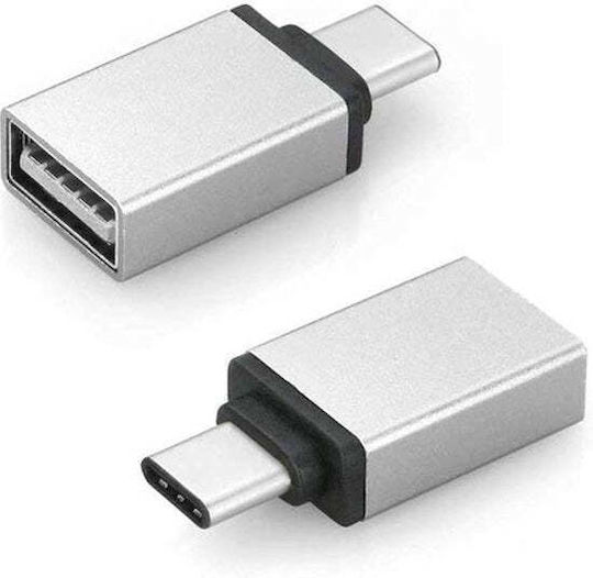 Data Μετατροπέας USB-C male σε USB-A male Ασημί 1τμχ