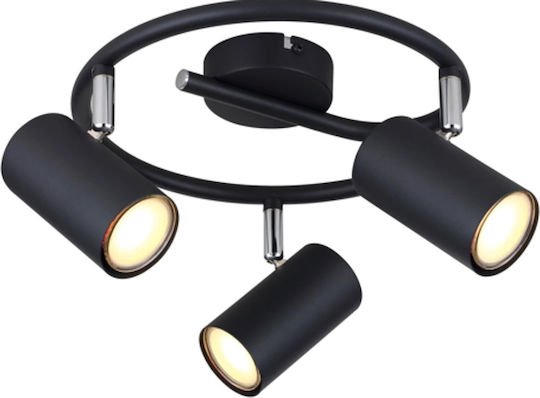 Globo Lighting Dreifach Decken- und Wandleuchte mit GU10 Lampenbirnensockel in Schwarz Farbe