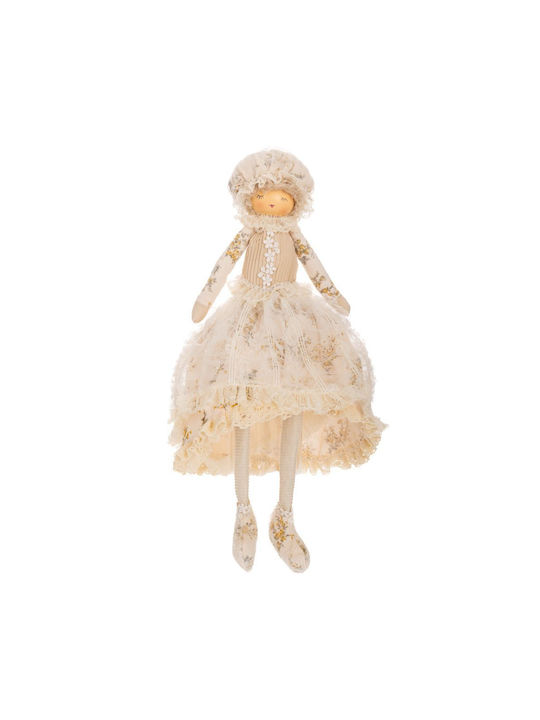 Beige Fabric Fairy Seasonal Dress 27.5x21x50cm Sitting