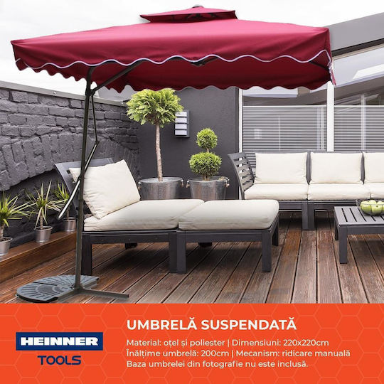 Hängender Metall-Burgunder Garten- und Terrassen-Sonnenschirm Hängender Metall-Burgunder Garten- und Terrassen-Sonnenschirm