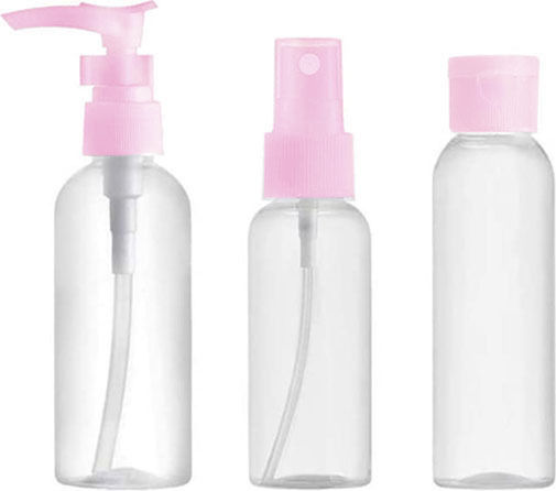 Travel Bottles Set of 3 Pieces Plastic Pink 100ml Ry18115 Tns 32-950-1313a