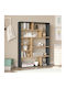 Βιβλιοθήκη Decora Φυσική-ανθρακί 90x22x123.6εκ.