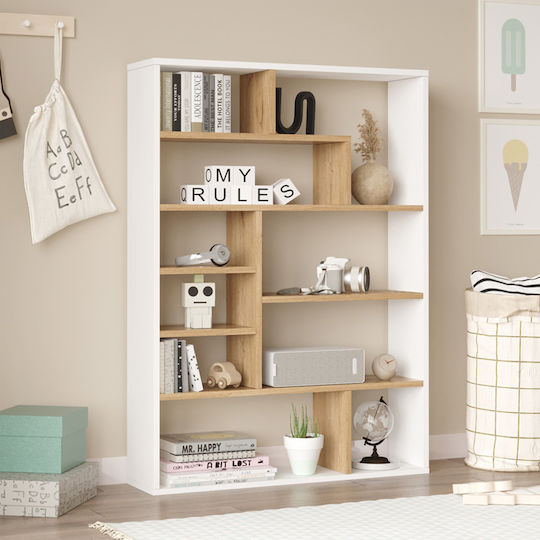 Библиотека Decora Натурален-Бял 90x22x123.6см