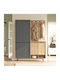 Cloat Entry Furniture with Hanger & Shoe Rack Natural-anthracite 147.4x35.5x195.6cm