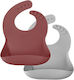Minikoioi Wasserdicht Lätzchen Silikon Rose, Grey 2Stück
