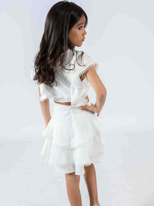 Kinder-Set mit Leggings Sommer 2Stück Ecru