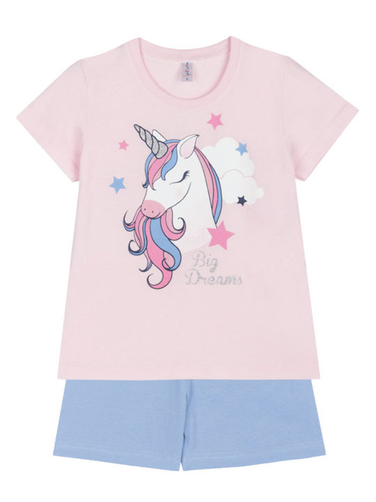 Dreams by Joyce Παιδική Πιτζάμα Καλοκαιρινή Ροζ Unicorn