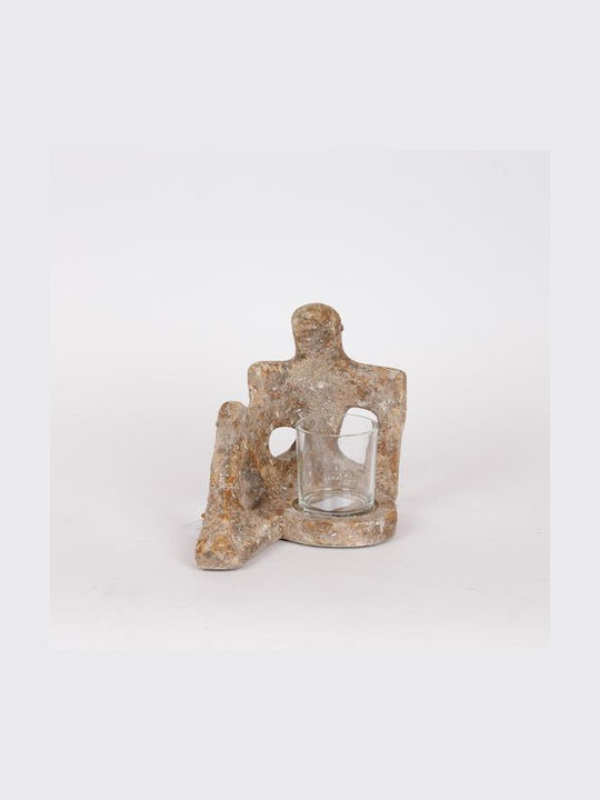 Candle Holder Polyresin in Brown Color 24x20x16.5cm 1pcs