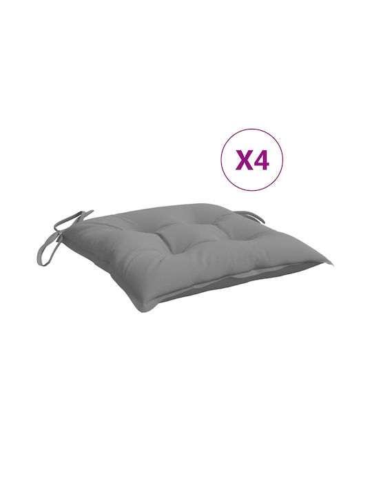 vidaXL Waterproof Garden Chair Cushion Gray 4 Pieces 40x40cm