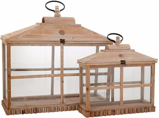 Iliadis Floortop Wooden Lanterns Set Brown 62x22x66cm 2pcs
