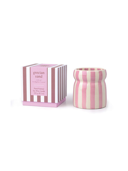 Grecian Sand Plant-Based Candle 184g Lilac Striped Ceramic Jar Cabana Paddywax