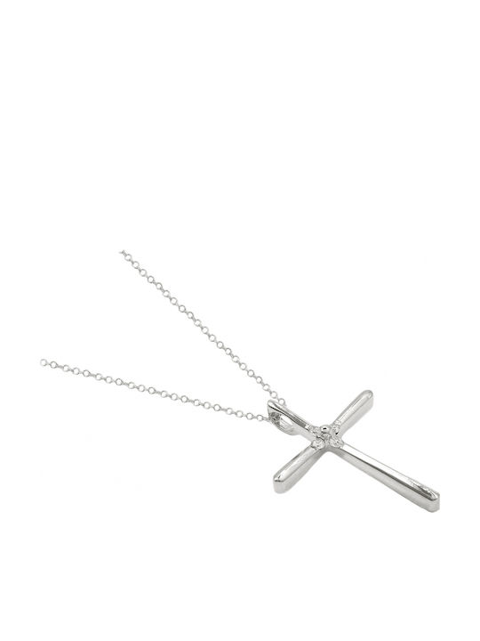 Polytimo Damen Weißgold Kreuz 14K mit Kette