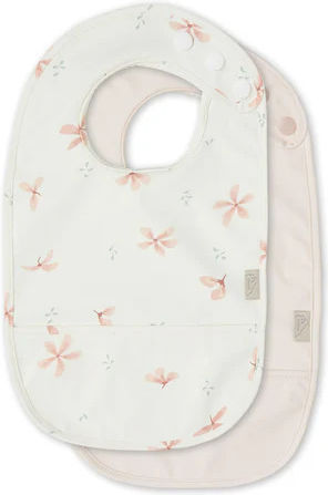 Cam Cam Copenhagen Windflower Baby Bibs Plastic with Pocket Creme 2 Pieces