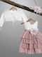 New Life Rosa Taufkleidung für Mädchen mit Haar-Accessoires Strickjacke & Kleid aus Tüll 3 Stück