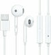 Leewello Lw-4127 In-ear Handsfree Ακουστικά με Βύσμα USB-C Λευκό