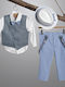 Taufanzug für Jungen Hellblau-Marine 2909-3 New Life Nl-2909-3