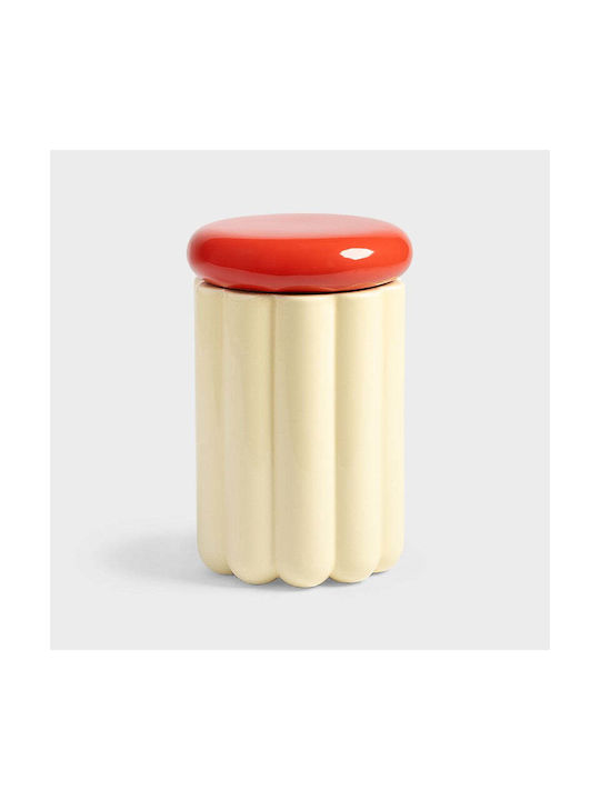 White General Use Vase with Airtight Lid Ceramic White 20x20x14.5cm 1 Pieces