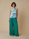 Women's High-waisted Fabric Trousers Emerald