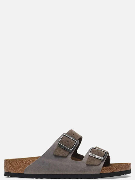 Arizona Δερμάτινα Γυναικεία Σανδάλια Γκρι Regular Fit
