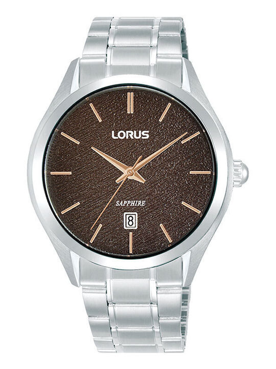 Lorus Ανδρικό Ρολόι 40mm Μπαταρίας με Ασημί Μεταλλικό Μπρασελέ