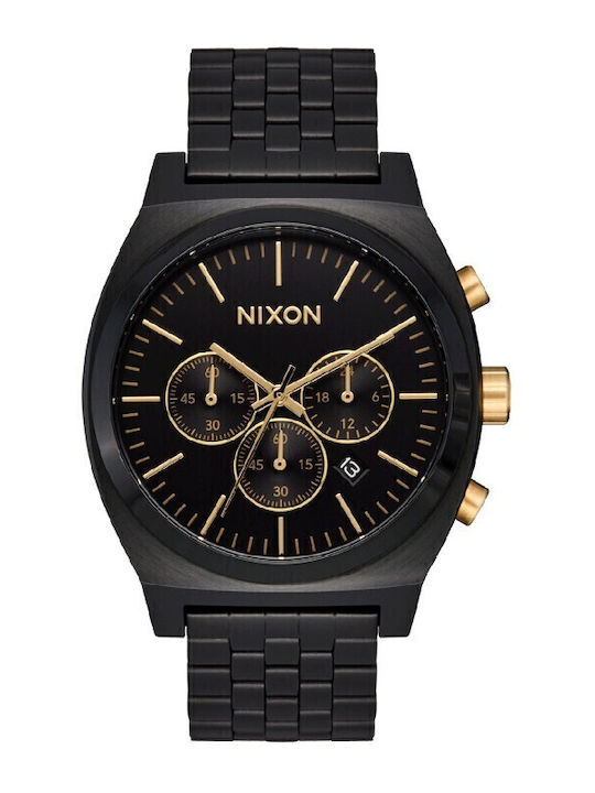 Nixon Time Teller Men's Watch Chronograph Battery with Black Metal