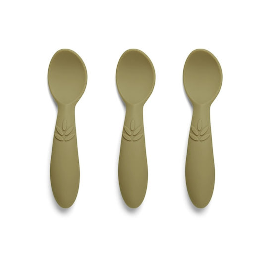 Nuuroo Baby Set with Spoons Ella made of Silicone Green 3pcs