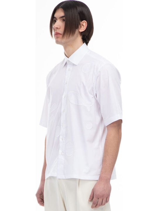Long-sleeved Denim Shirt in Wide Line White