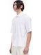 Long-sleeved Denim Shirt in Wide Line White