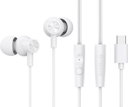 Celebrat G38 In-ear Handsfree Ακουστικά με Βύσμα USB-C Λευκό