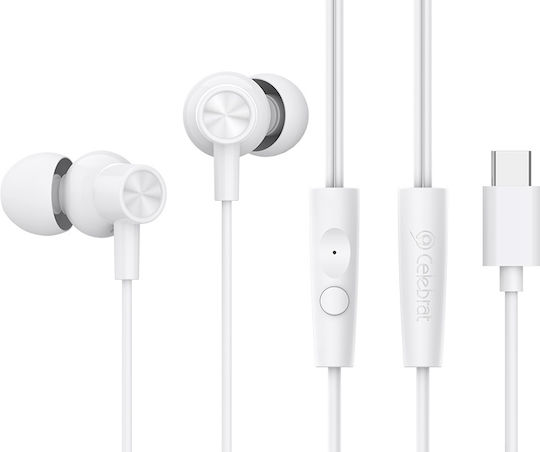 Celebrat G38 In-Ear Freisprecheinrichtung Kopfhörer mit Stecker USB-C Weiß
