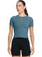 One Women's Athletic Blouse Short Sleeve Dri-Fit Smokey Blue
