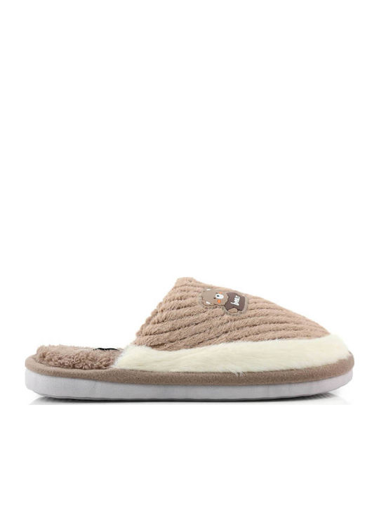 Beige Cozy Soft Bear Slippers