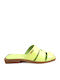 Leather Women's Flat Sandals in Green Color