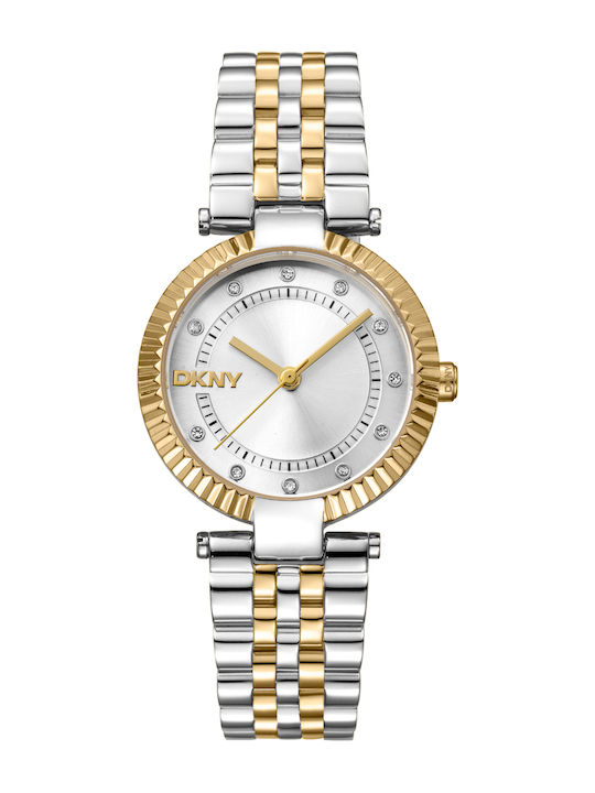 DKNY Essential Glitz Damen Uhr mit Silber Metallarmband