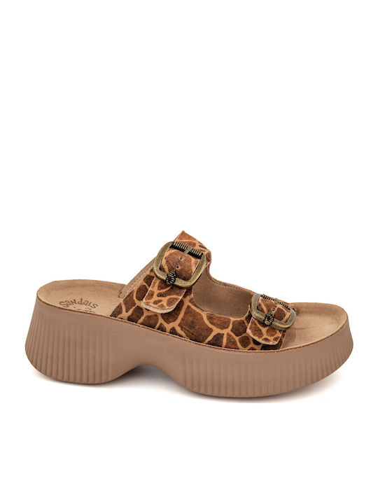 Fantasy Leather Women's Flat Sandals Tampa Giraffe