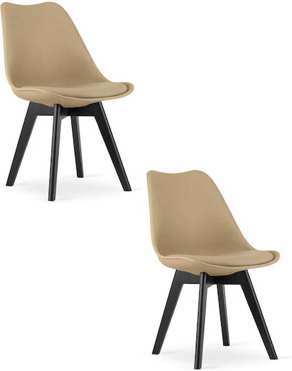 Stühle Küche Mark 61x40x50cm 2Stück Dark Beige - Black