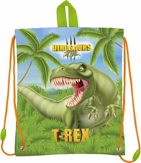 Stor School Hand Lunch Bag Green Dinosaurs