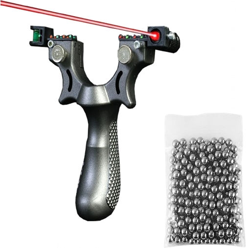 Laser Slingshot Package 100 Metal Balls 10 Mm 11.5 Cm A Handle Silver