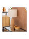 Wood Table Lamp with Beige Shade and Base