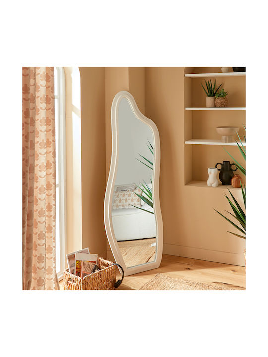 Emily Wandspiegel Ganzkörper Oval mit Weiß Hölzernes Rahmen 160x58cm 1Stück