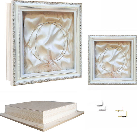 Wall-Mounted Square Wedding Crown Case Wooden White 28x28cm