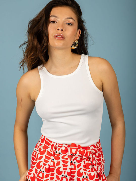 Women's Blouse Sleeveless with Boat Neckline Vanilla