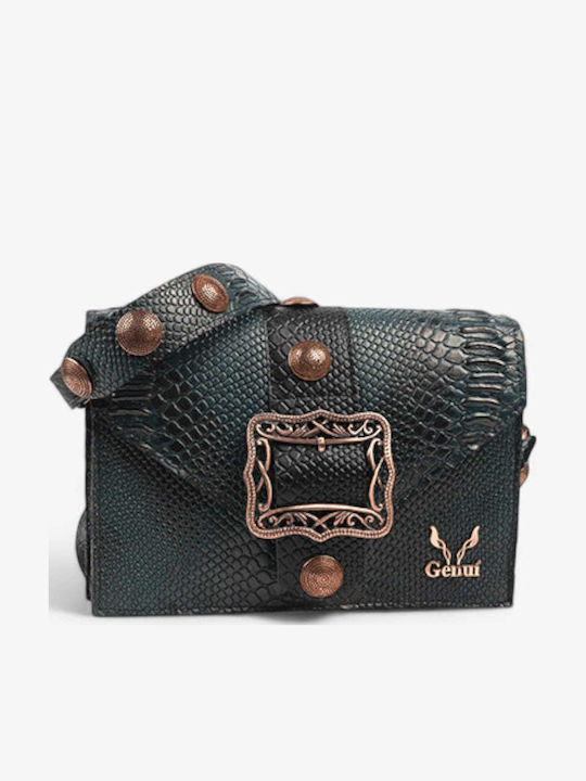 Genui Leather Green Leather Women's Flap Bag