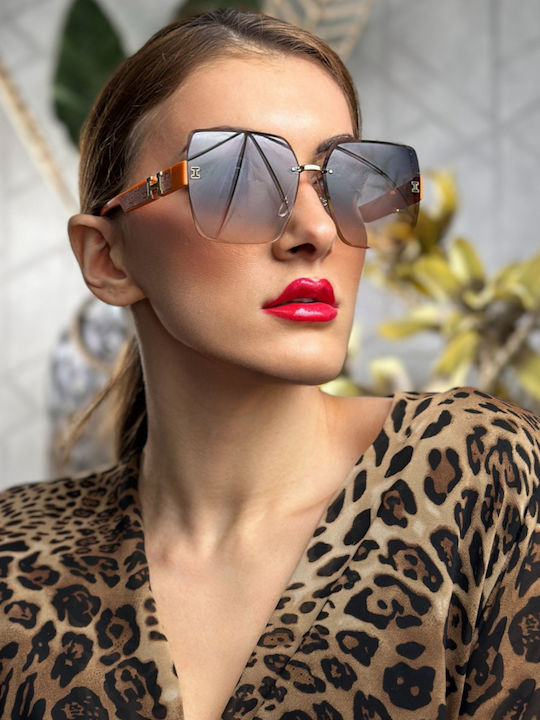 SeeVision Women's Sunglasses with Brown Tartaruga Plastic Frame and Brown Gradient Lens 50165-ORANGE